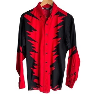 Vintage Brooks & Dunn Western Shirt Sz L Red Black Bold Panhandle Slim Statement